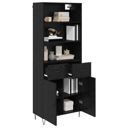 vidaXL Highboard with Drawer 2 pcs Black Oak Engineered Wood