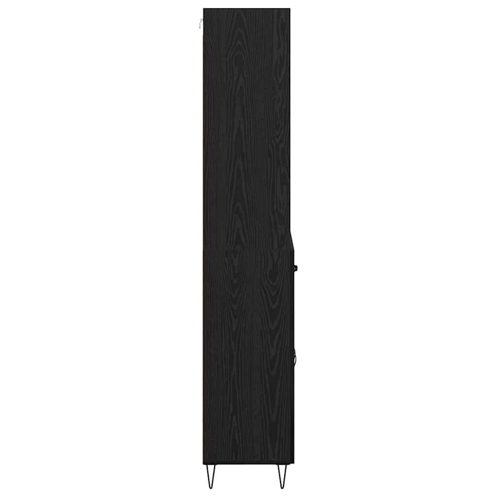vidaXL Highboard with Drawer 2 pcs Black Oak Engineered Wood