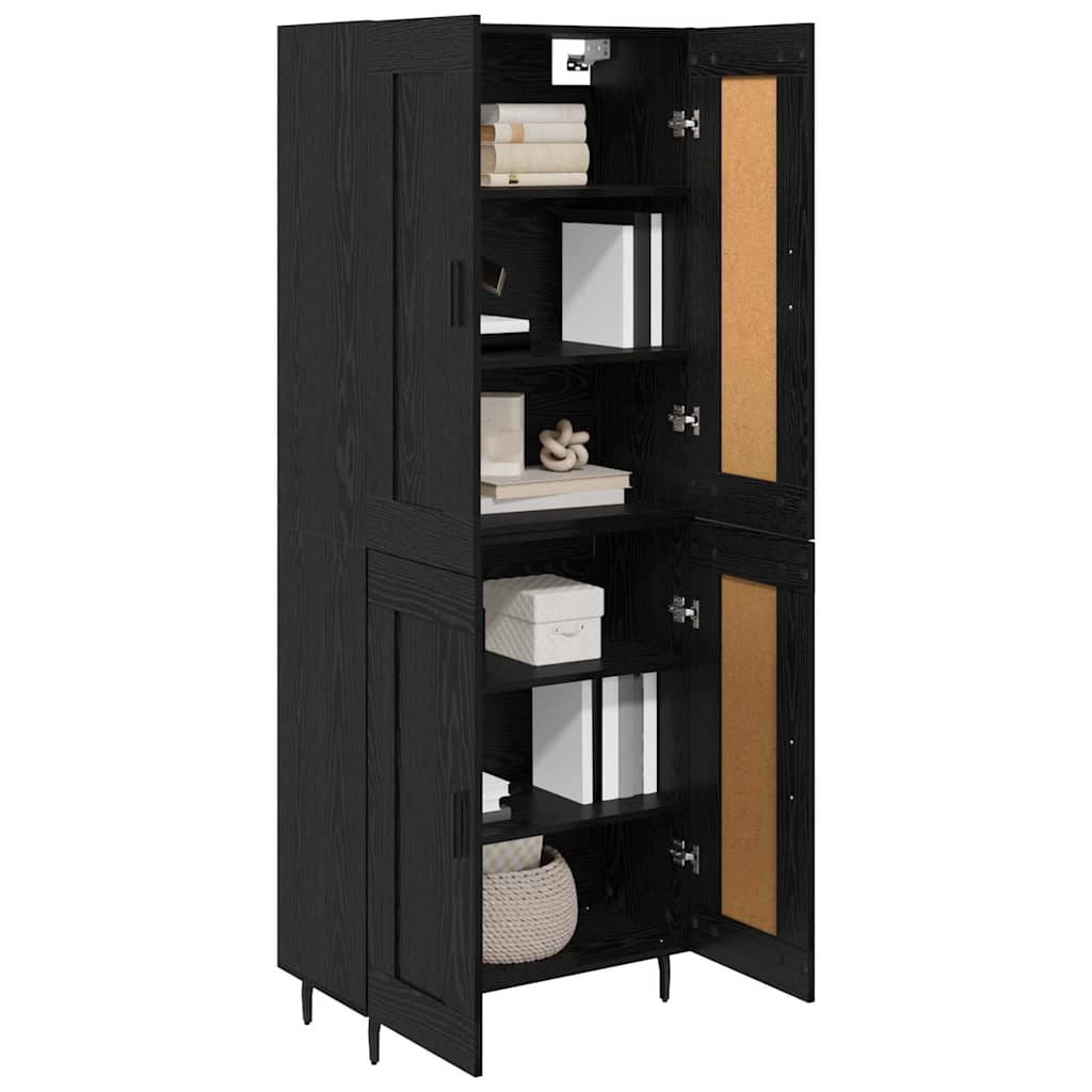vidaXL Highboard 2 pcs Black Oak Engineered Wood