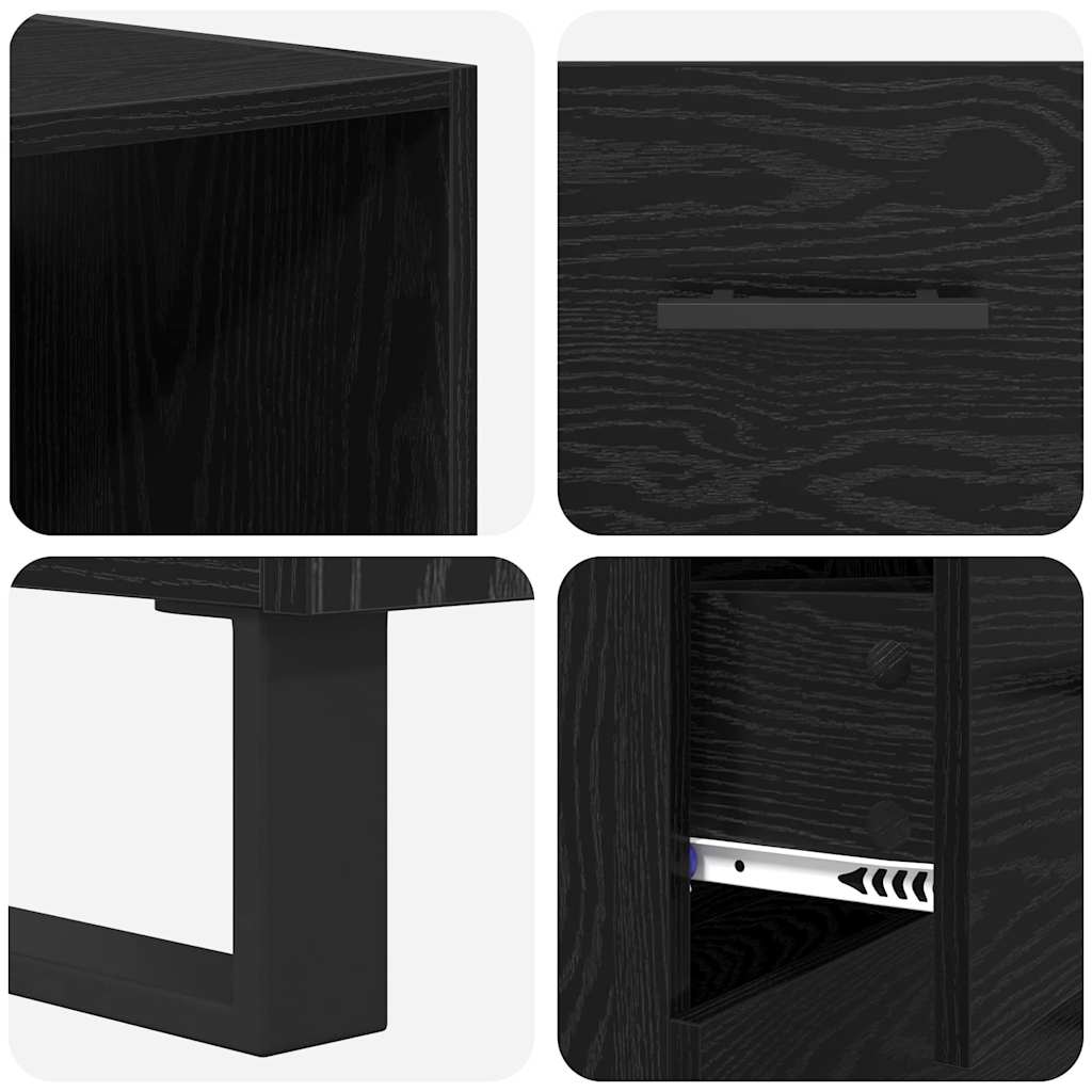 vidaXL Highboard Black Oak 69.5 x 34 x 180 cm Engineered Wood