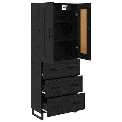 vidaXL Highboard Black Oak 69.5 x 34 x 180 cm Engineered Wood