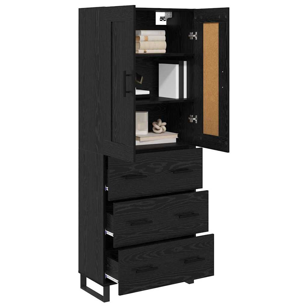 vidaXL Highboard Black Oak 69.5 x 34 x 180 cm Engineered Wood