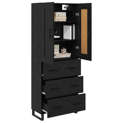 vidaXL Highboard Black Oak 69.5 x 34 x 180 cm Engineered Wood