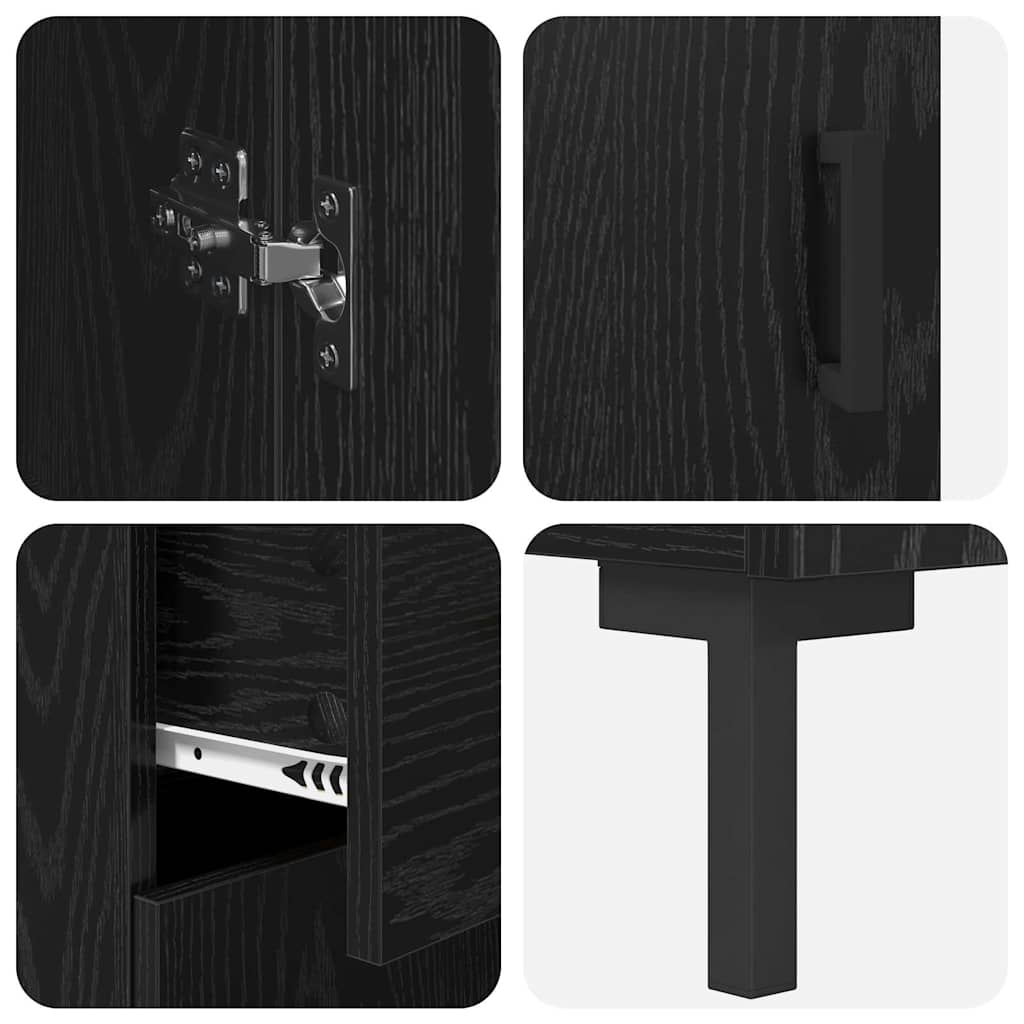 vidaXL Highboard with Drawer 2 pcs Black Oak Engineered Wood