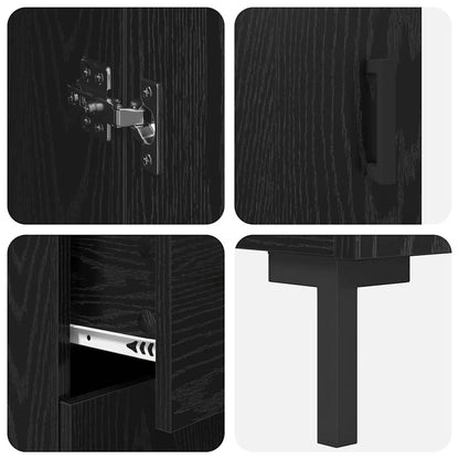 vidaXL Highboard with Drawer 2 pcs Black Oak Engineered Wood