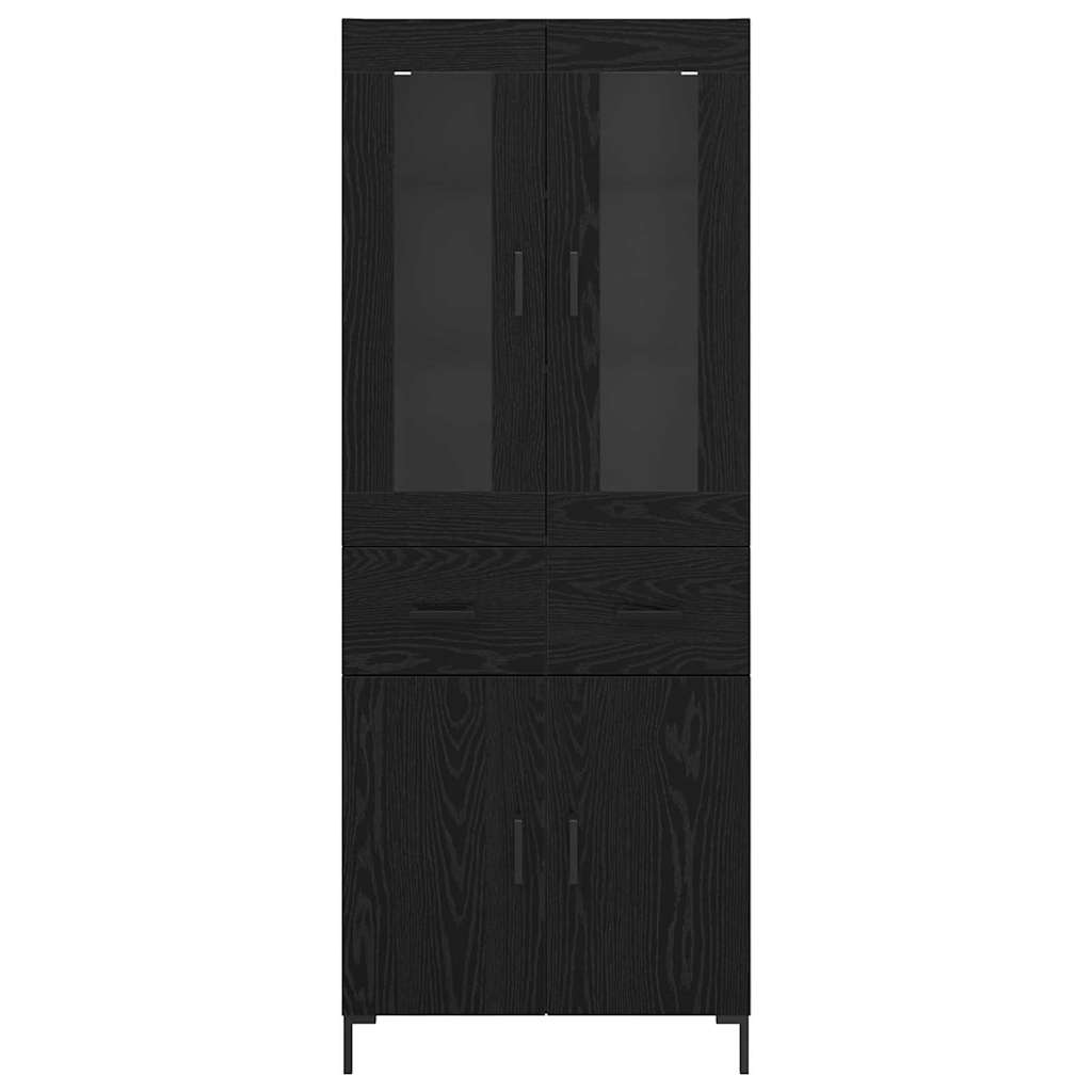 vidaXL Highboard with Drawer 2 pcs Black Oak Engineered Wood