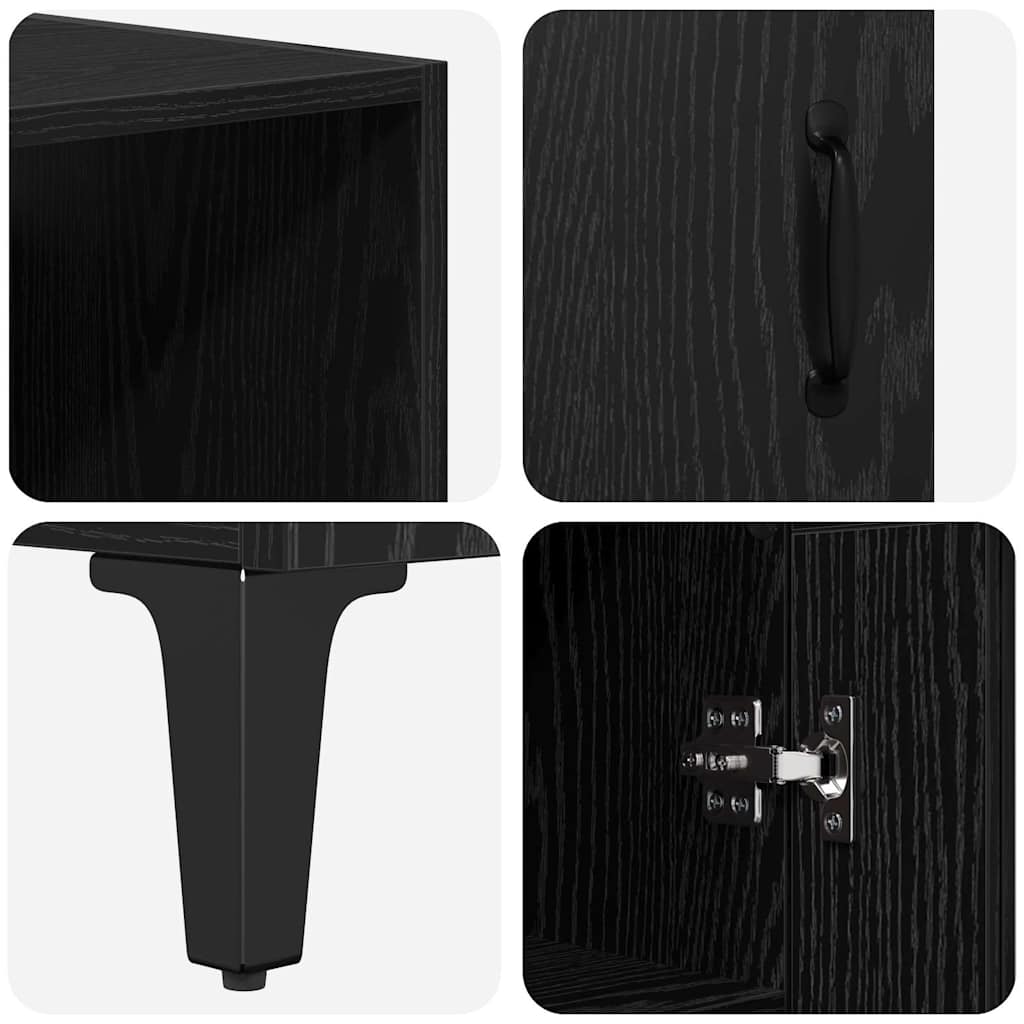 vidaXL Highboard Black Oak 69.5 x 34 x 180 cm Engineered Wood