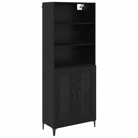 vidaXL Highboard Black Oak 69.5 x 34 x 180 cm Engineered Wood