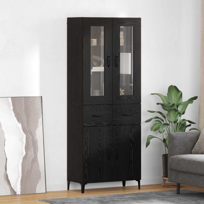 vidaXL Highboard Black Oak 69.5 x 34 x 180 cm Engineered Wood