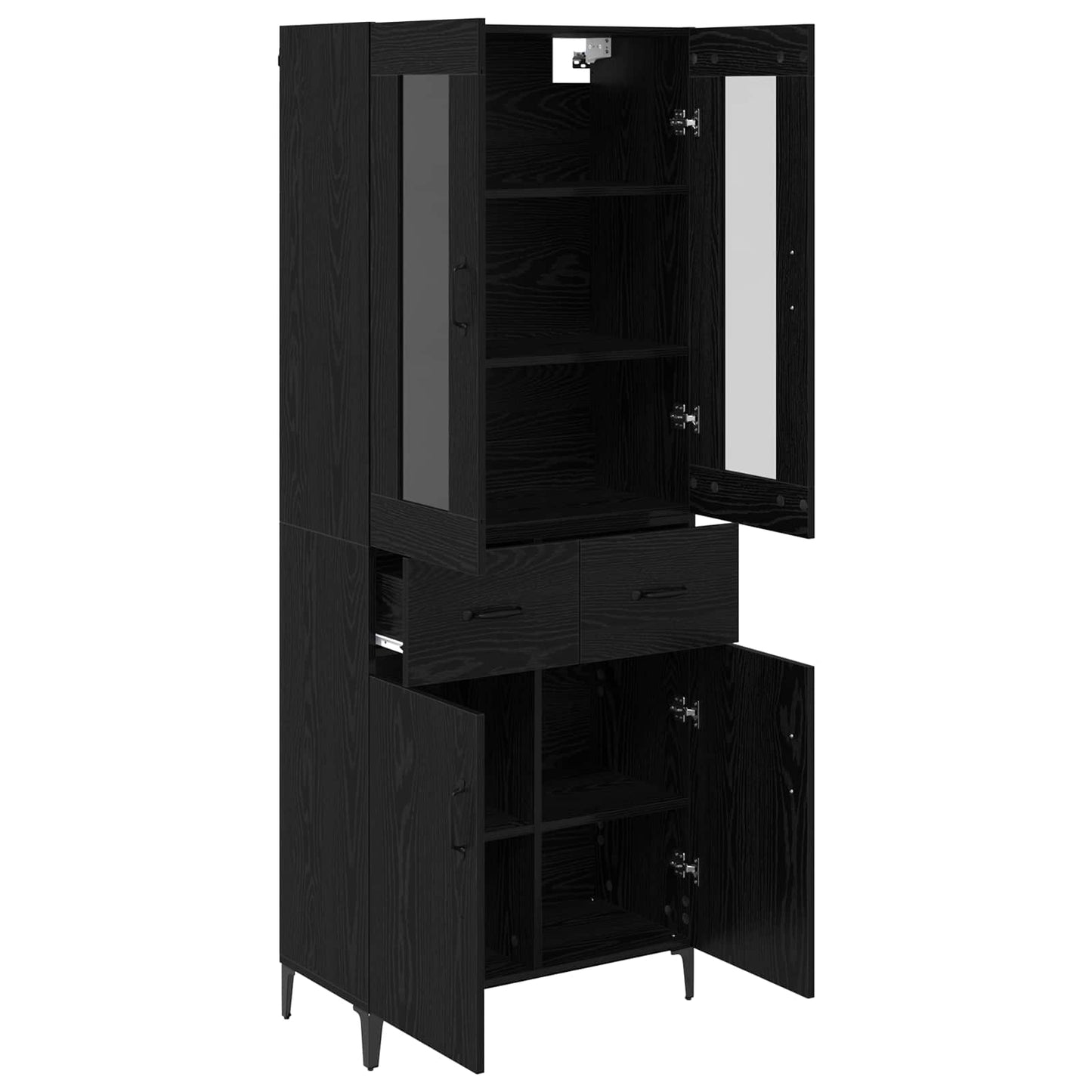 vidaXL Highboard Black Oak 69.5 x 34 x 180 cm Engineered Wood
