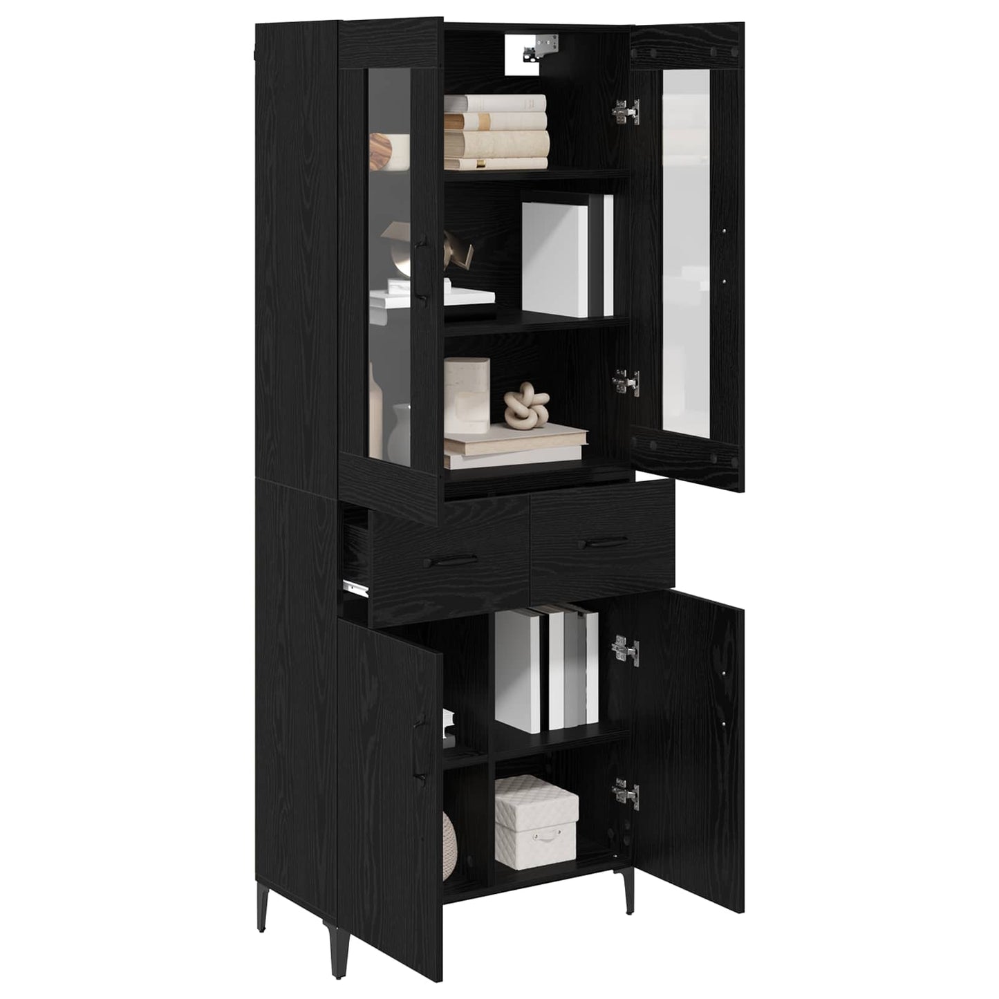 vidaXL Highboard Black Oak 69.5 x 34 x 180 cm Engineered Wood