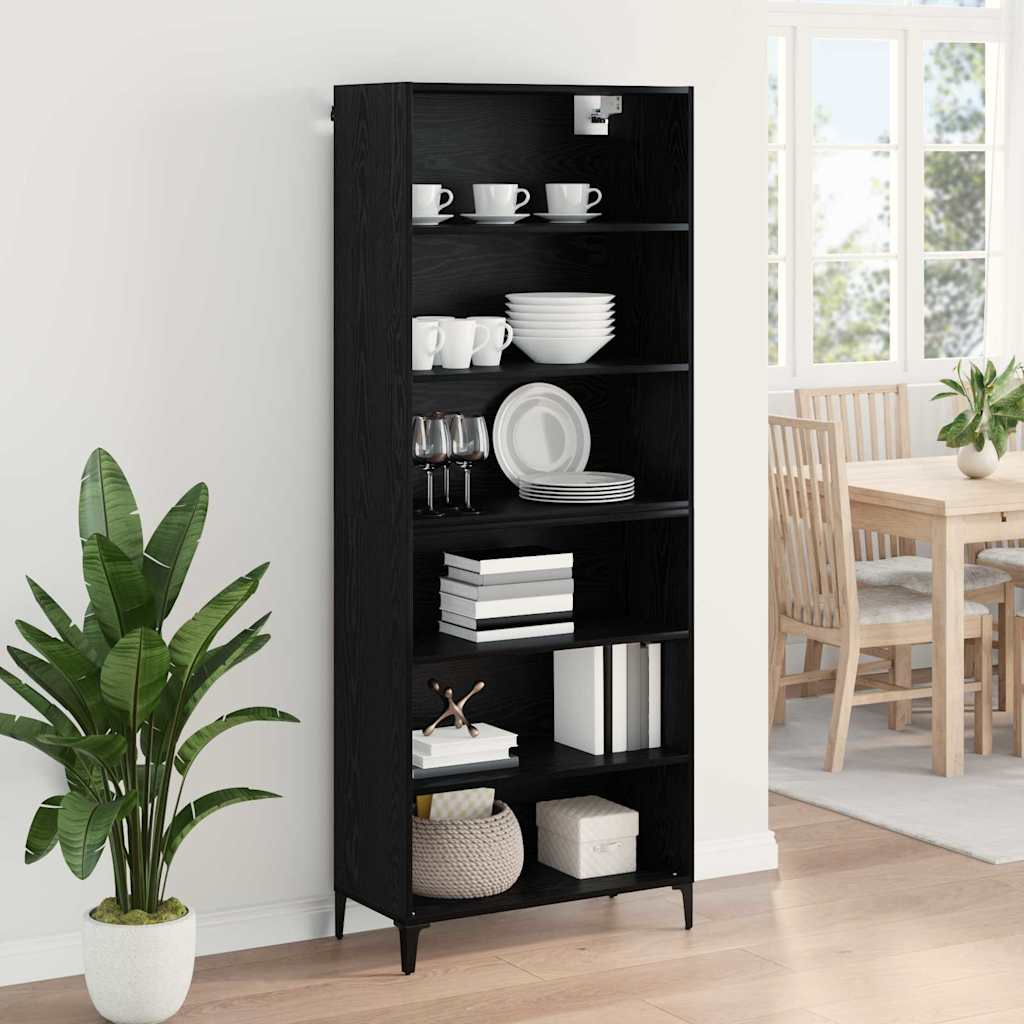 vidaXL Highboard Black Oak 69.5 x 34 x 180 cm Engineered Wood
