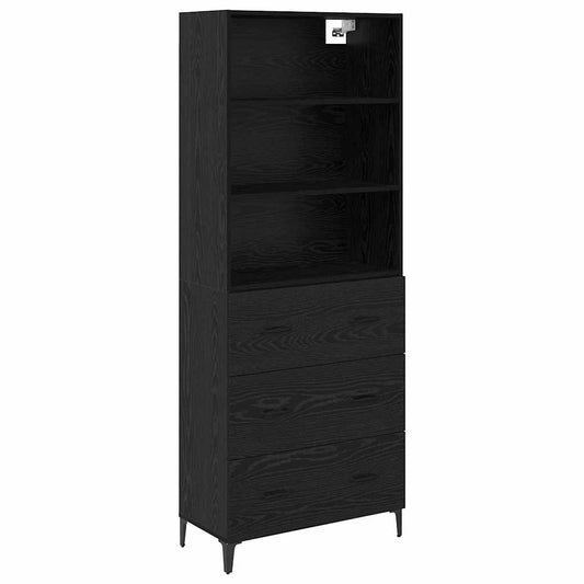 vidaXL Highboard Black Oak 69.5 x 34 x 180 cm Engineered Wood