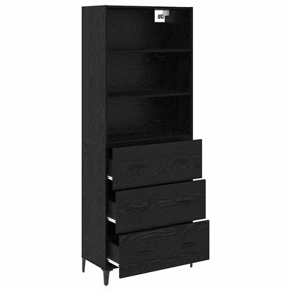 vidaXL Highboard Black Oak 69.5 x 34 x 180 cm Engineered Wood