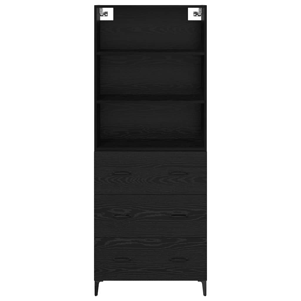 vidaXL Highboard Black Oak 69.5 x 34 x 180 cm Engineered Wood