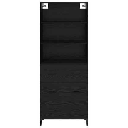 vidaXL Highboard Black Oak 69.5 x 34 x 180 cm Engineered Wood