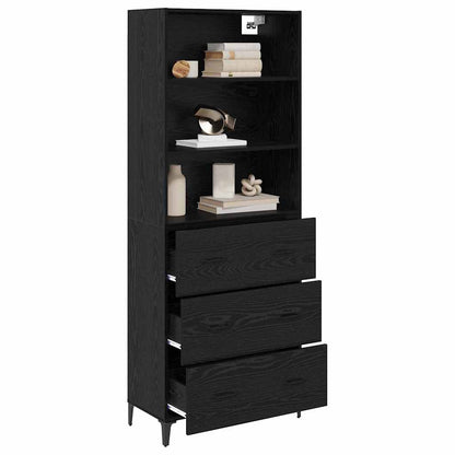 vidaXL Highboard Black Oak 69.5 x 34 x 180 cm Engineered Wood