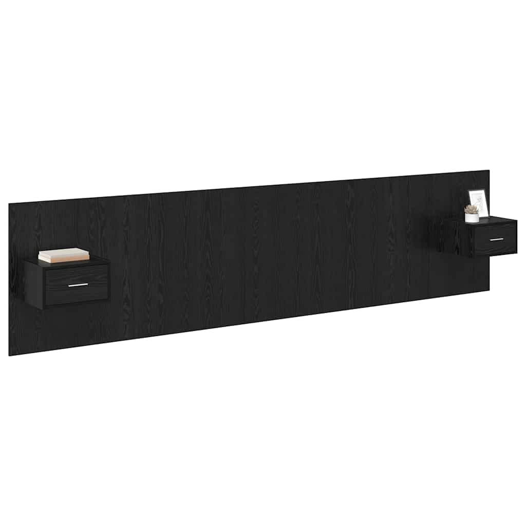 vidaXL Headboard with Cabinet 3 pcs Black Oak Engineered Wood