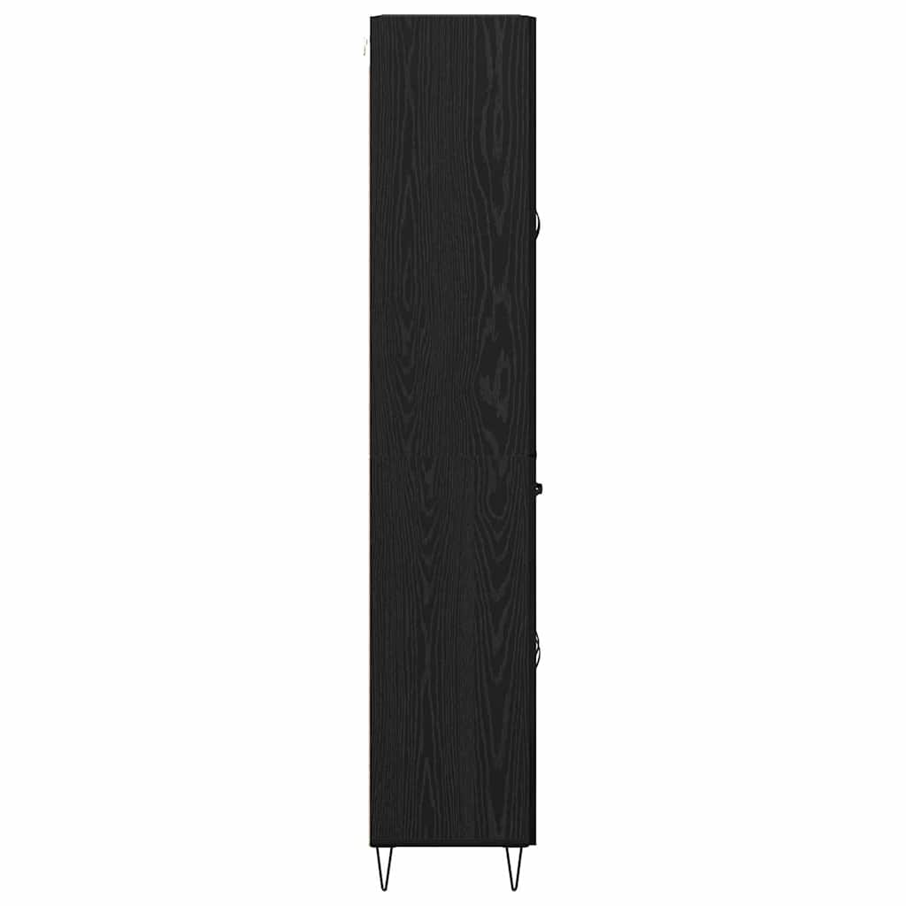 vidaXL Highboard with Drawer 2 pcs Black Oak Engineered Wood and Glass