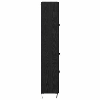 vidaXL Highboard with Drawer 2 pcs Black Oak Engineered Wood and Glass