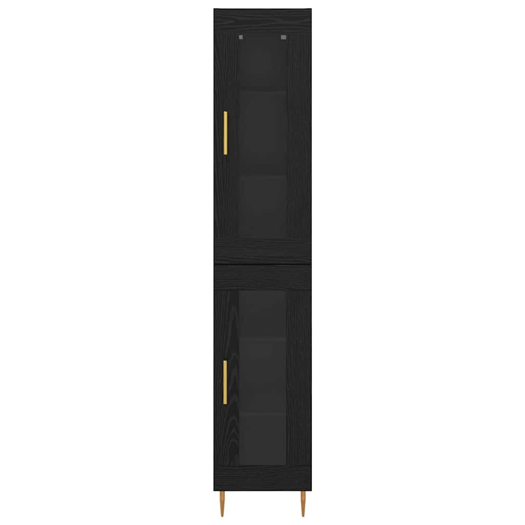 vidaXL Highboard 2 pcs Black Oak Glass