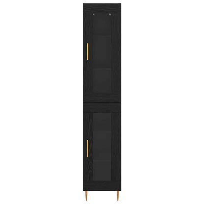 vidaXL Highboard 2 pcs Black Oak Glass