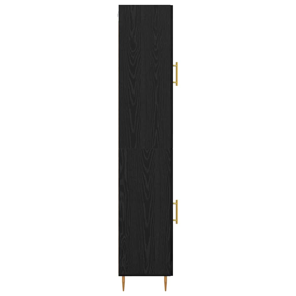 vidaXL Highboard 2 pcs Black Oak Glass