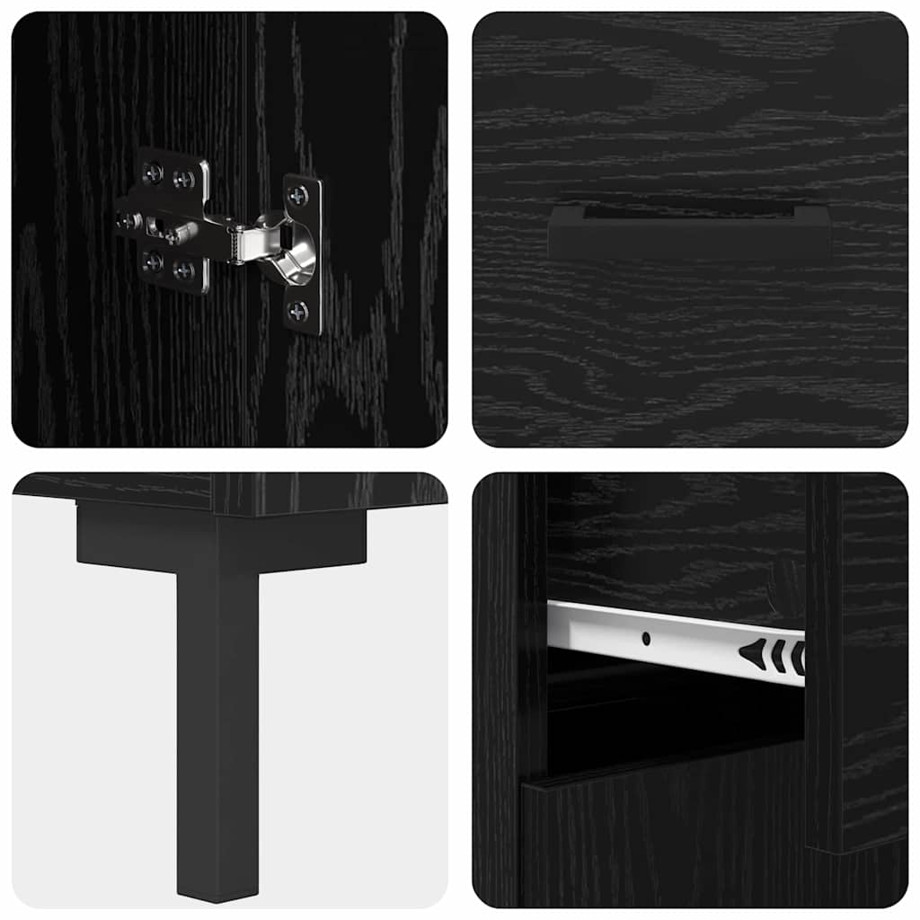 vidaXL Highboard with Drawer 2 pcs Black Oak Engineered Wood