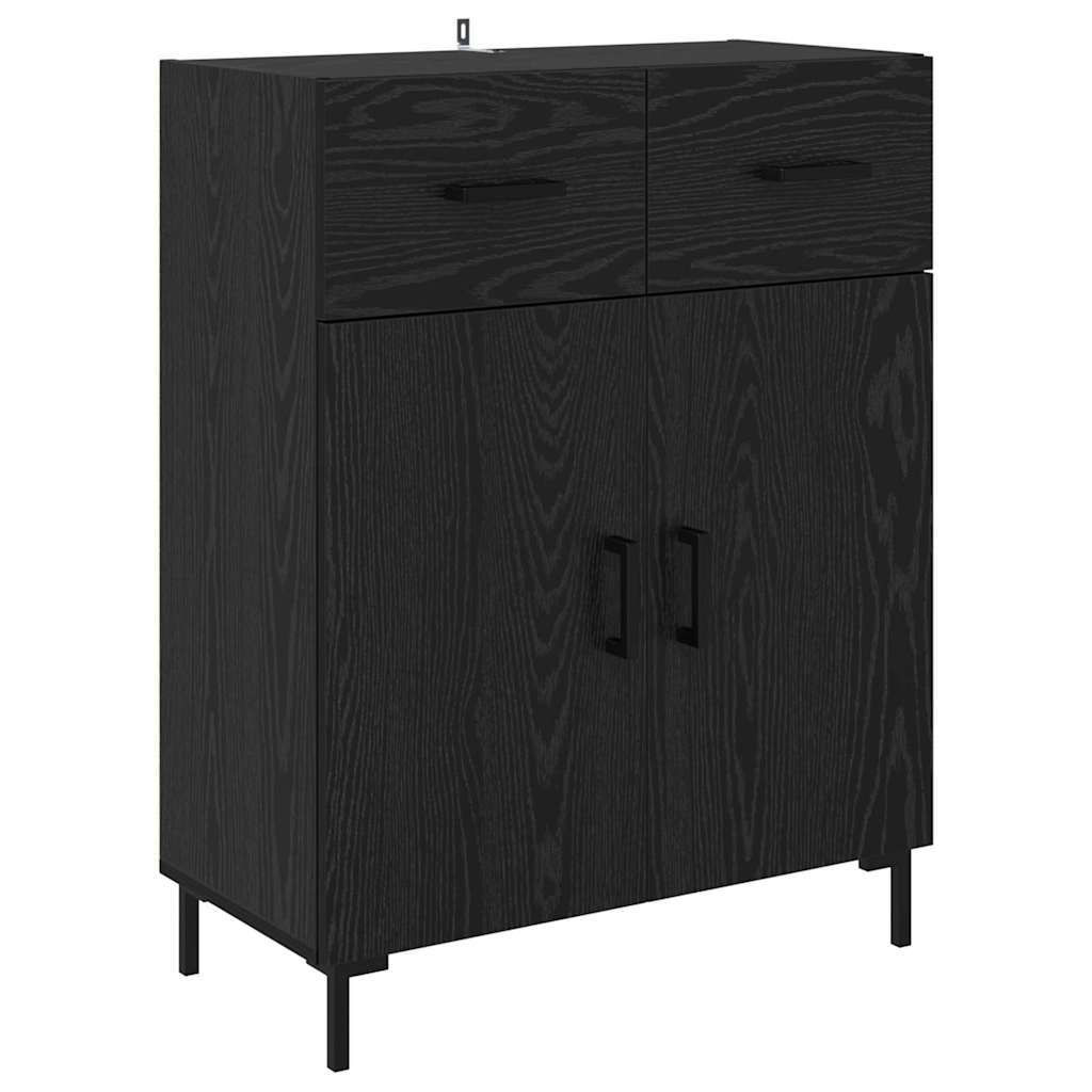 vidaXL Highboard with Drawer 2 pcs Black Oak Engineered Wood