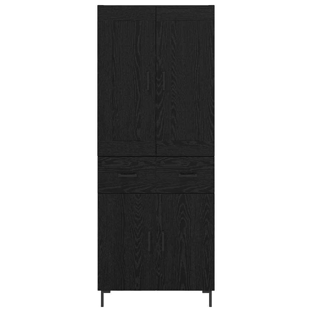 vidaXL Highboard with Drawer 2 pcs Black Oak Engineered Wood