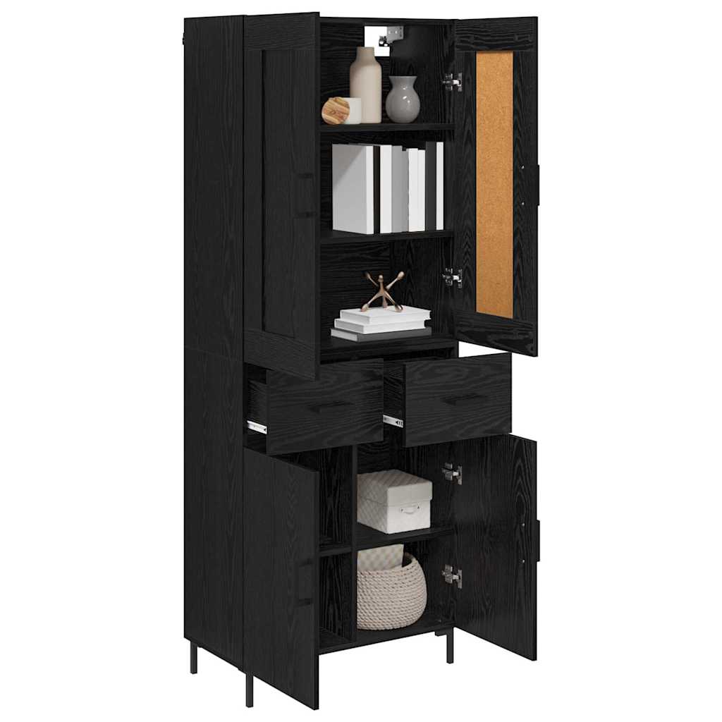 vidaXL Highboard with Drawer 2 pcs Black Oak Engineered Wood