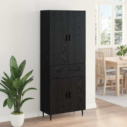vidaXL Highboard with Drawer 2 pcs Black oak Engineered Wood and Glass