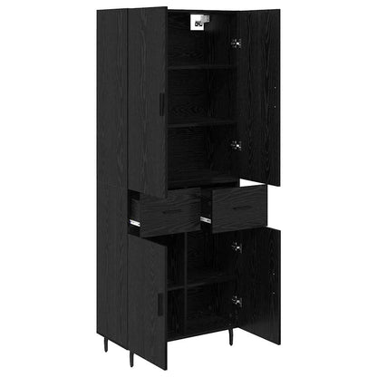 vidaXL Highboard with Drawer 2 pcs Black oak Engineered Wood and Glass
