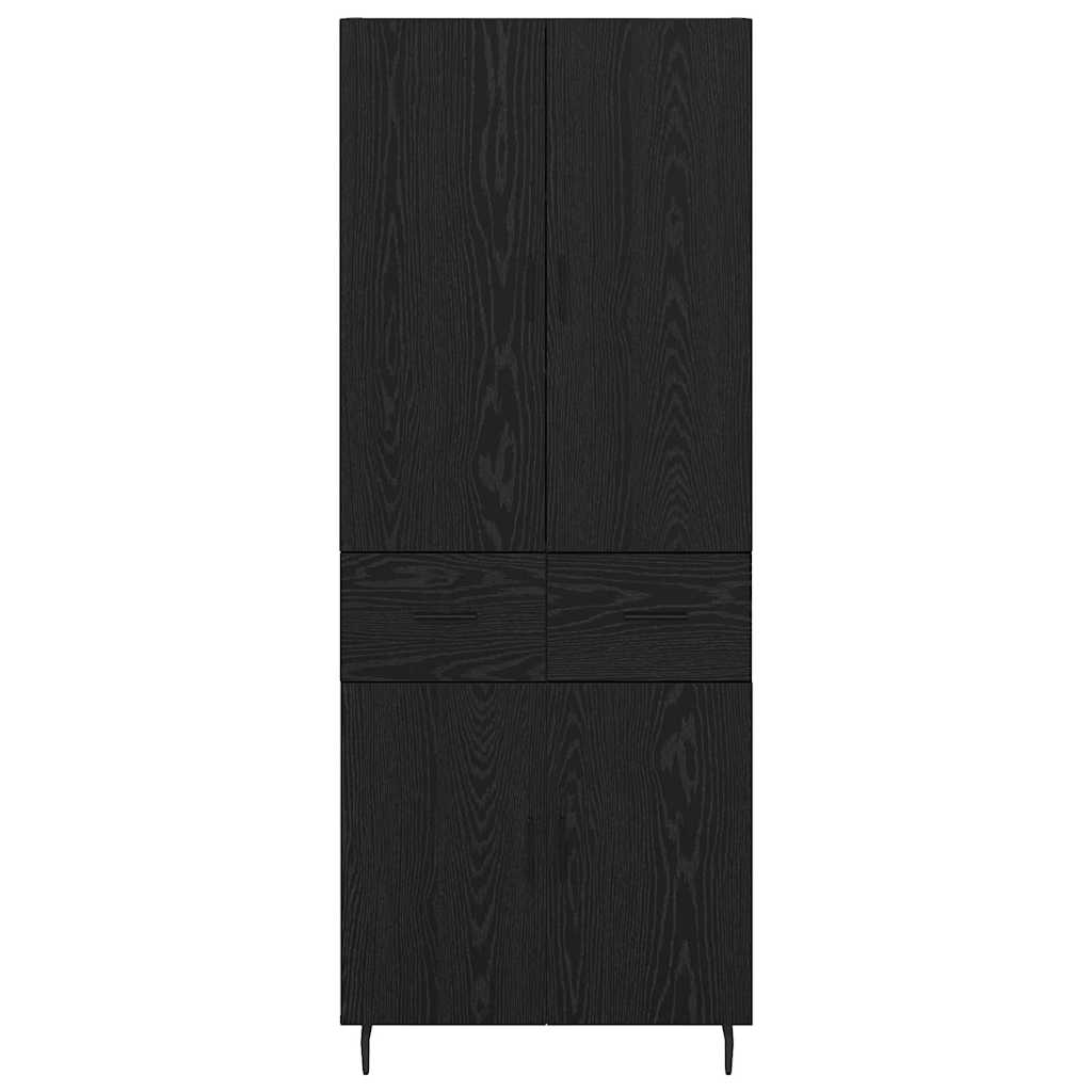 vidaXL Highboard with Drawer 2 pcs Black oak Engineered Wood and Glass