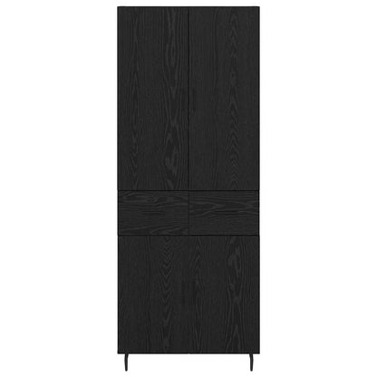 vidaXL Highboard with Drawer 2 pcs Black oak Engineered Wood and Glass