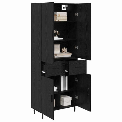 vidaXL Highboard with Drawer 2 pcs Black oak Engineered Wood and Glass