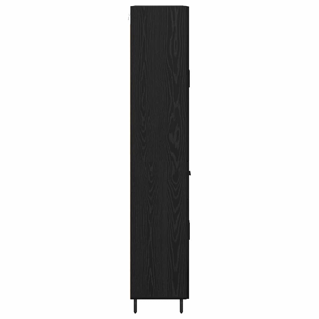 vidaXL Highboard with Drawer 2 pcs Black oak Engineered Wood and Glass