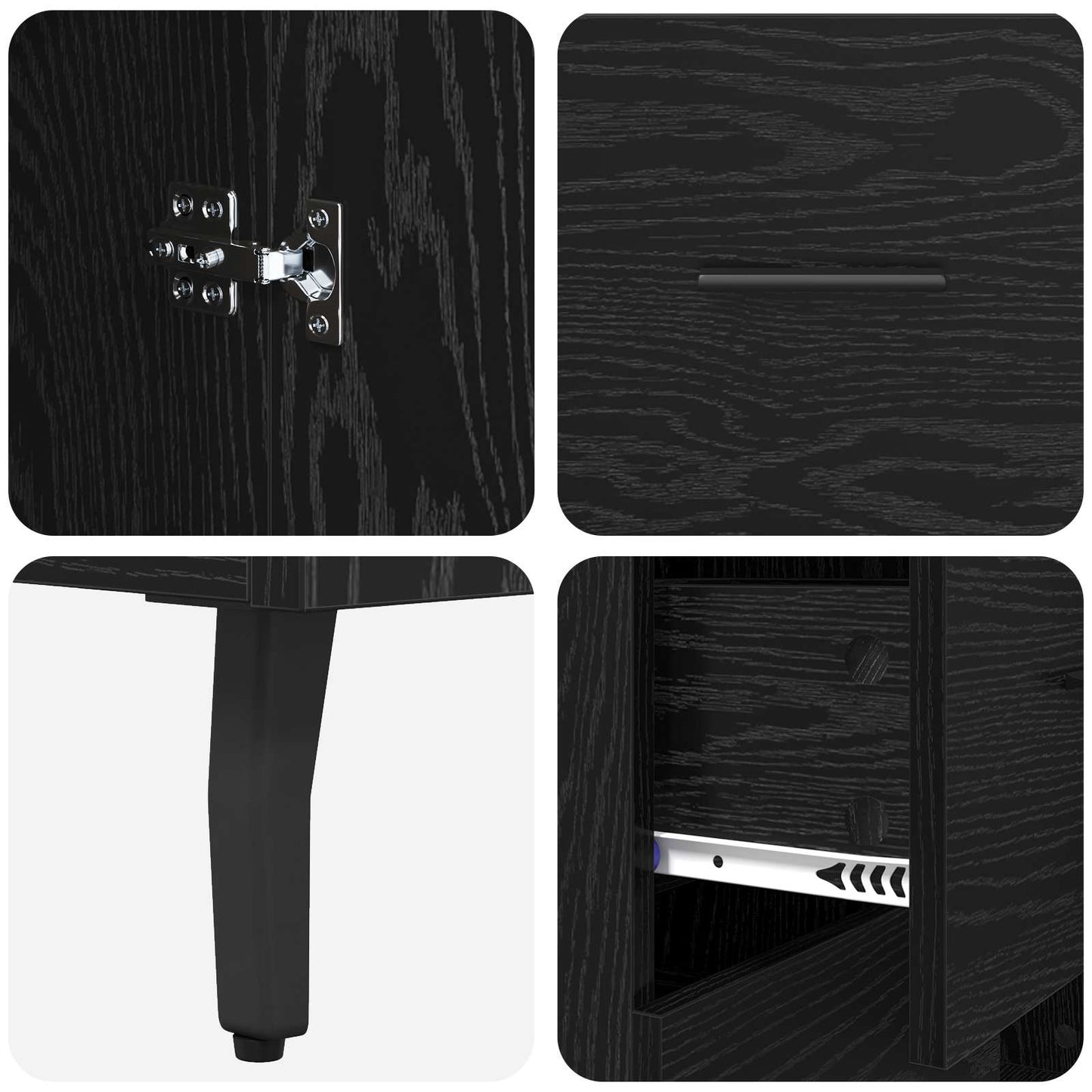 vidaXL Highboard with Drawer 2 pcs Black Oak Engineered Wood