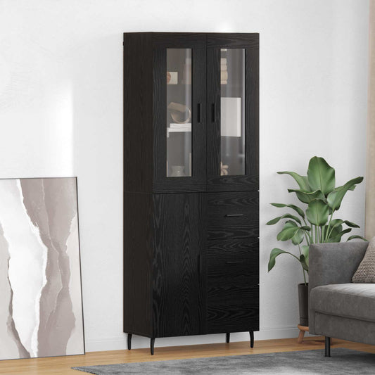 vidaXL Highboard with Drawer 2 pcs Black Oak Engineered Wood