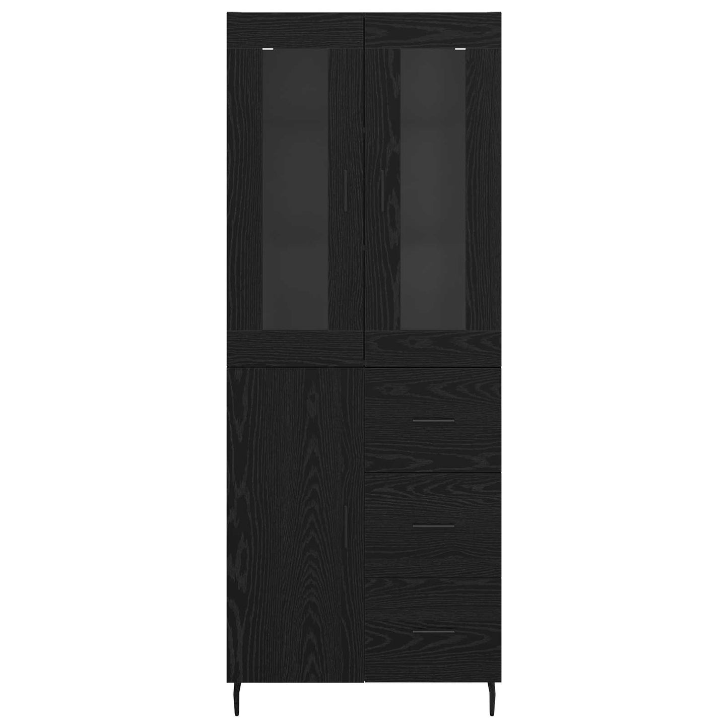 vidaXL Highboard with Drawer 2 pcs Black Oak Engineered Wood