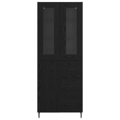 vidaXL Highboard with Drawer 2 pcs Black Oak Engineered Wood