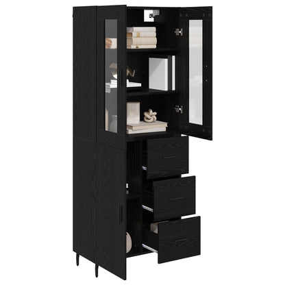 vidaXL Highboard with Drawer 2 pcs Black Oak Engineered Wood