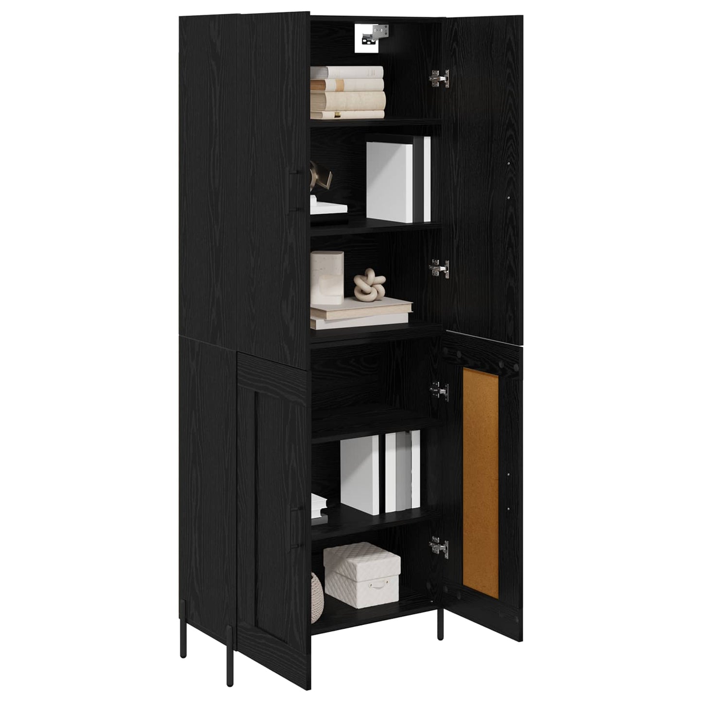 vidaXL Highboard Black Oak 69.5 x 34 x 180 cm Engineered Wood