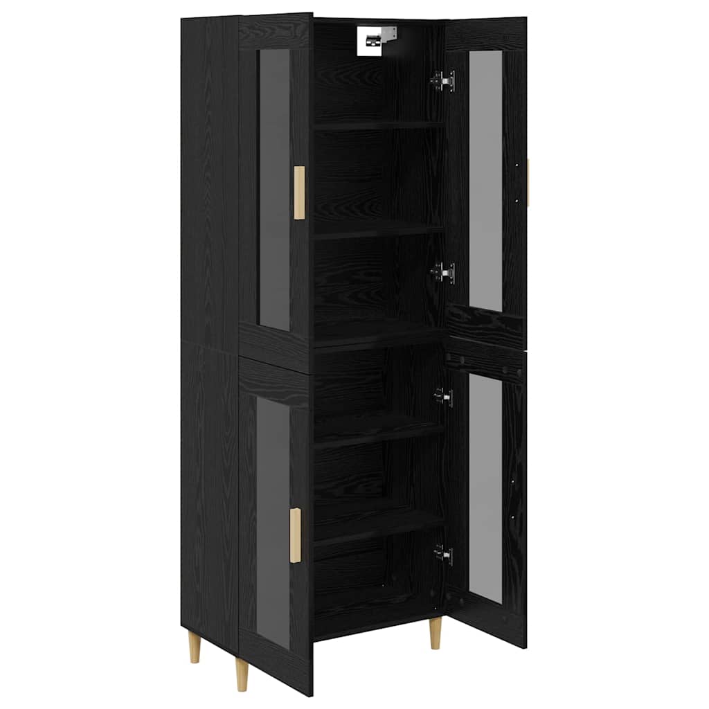 vidaXL Highboard Black Oak 69.5 x 34 x 180 cm Engineered Wood