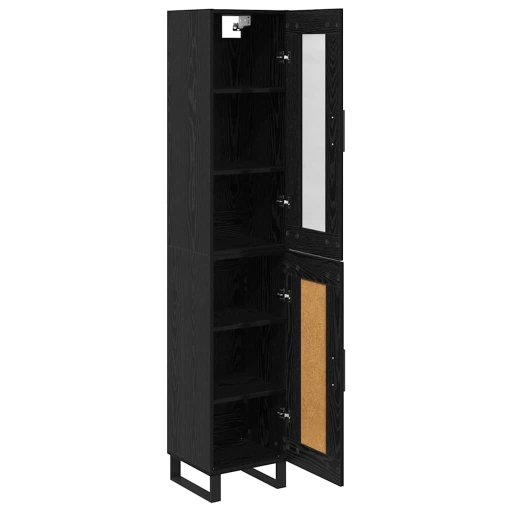 vidaXL Highboard Black Oak 34.5 x 34 x 180 cm Engineered Wood