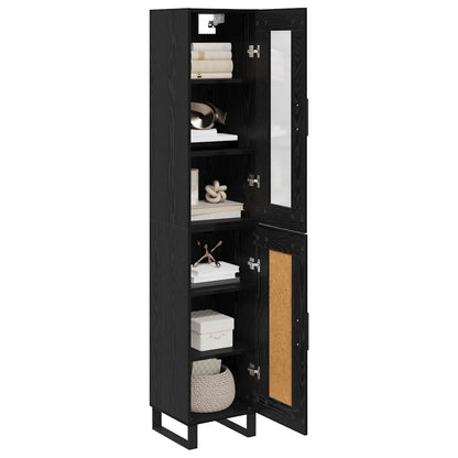 vidaXL Highboard Black Oak 34.5 x 34 x 180 cm Engineered Wood