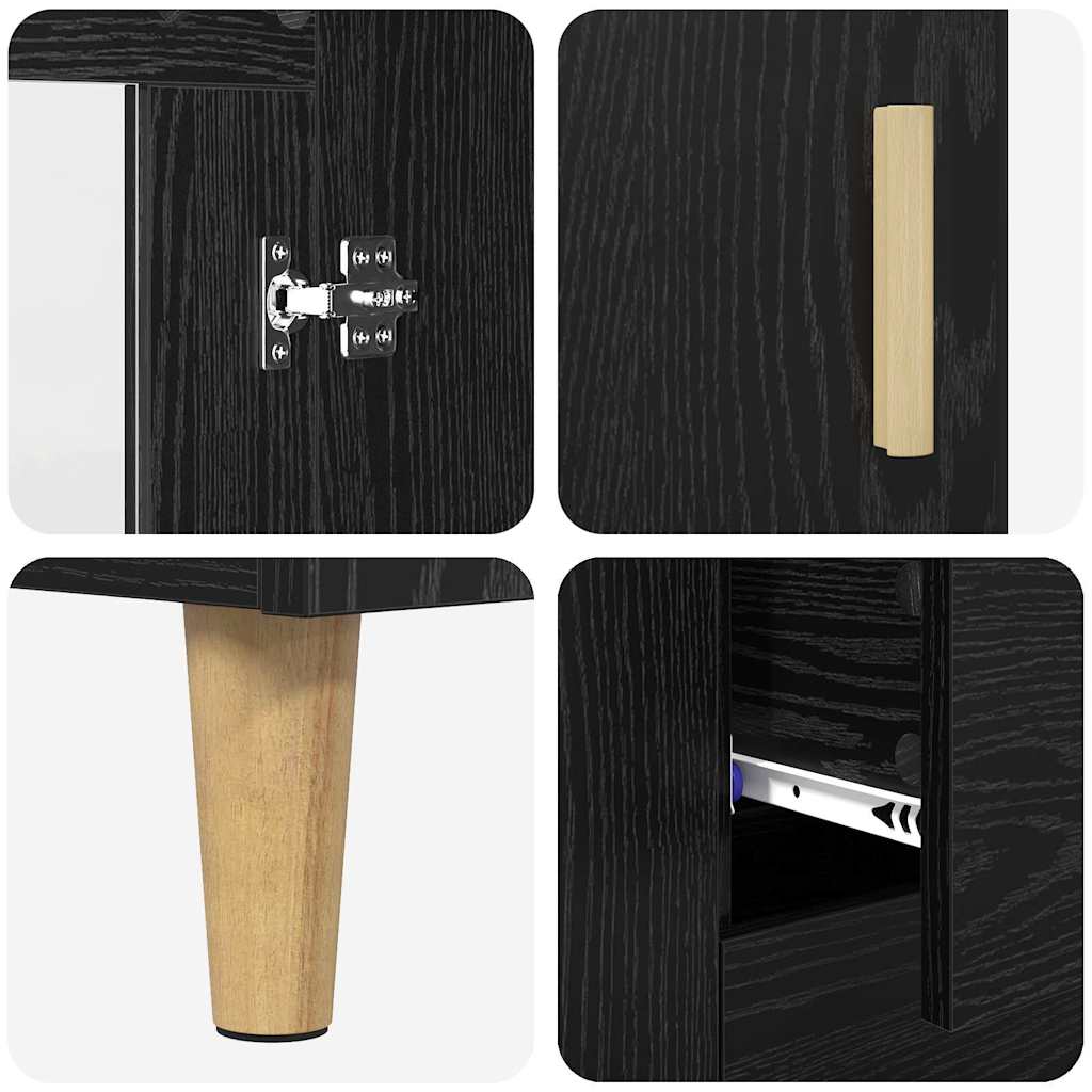 vidaXL Highboard Black Oak 69.5 x 32.5 x 180 cm Engineered Wood