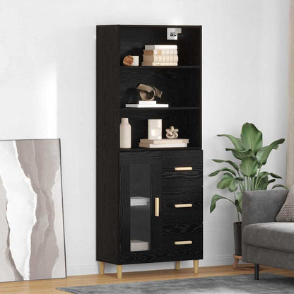 vidaXL Highboard Black Oak 69.5 x 32.5 x 180 cm Engineered Wood