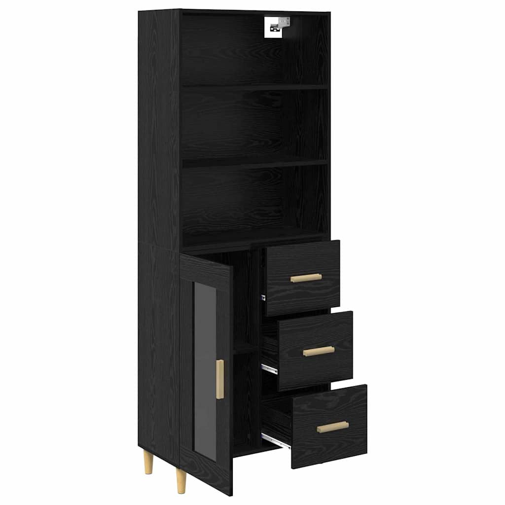 vidaXL Highboard Black Oak 69.5 x 32.5 x 180 cm Engineered Wood