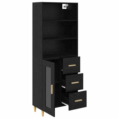 vidaXL Highboard Black Oak 69.5 x 32.5 x 180 cm Engineered Wood